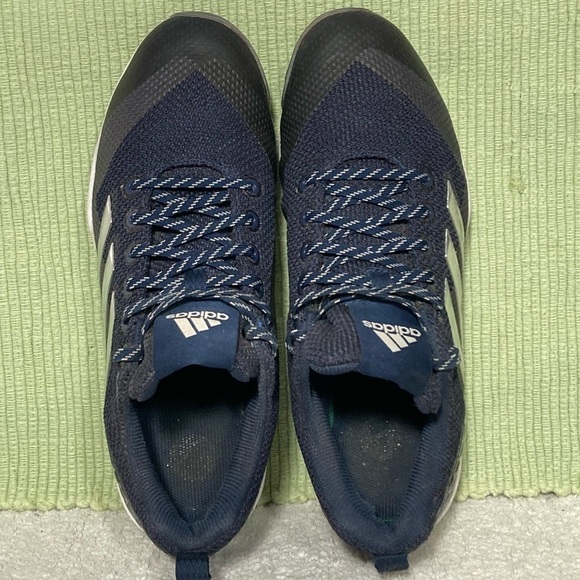 Adidas Poweralley 5 Black/Blue Baseball Athletic Cleats Shoes Mens Size US 10 - Picture 5 of 10